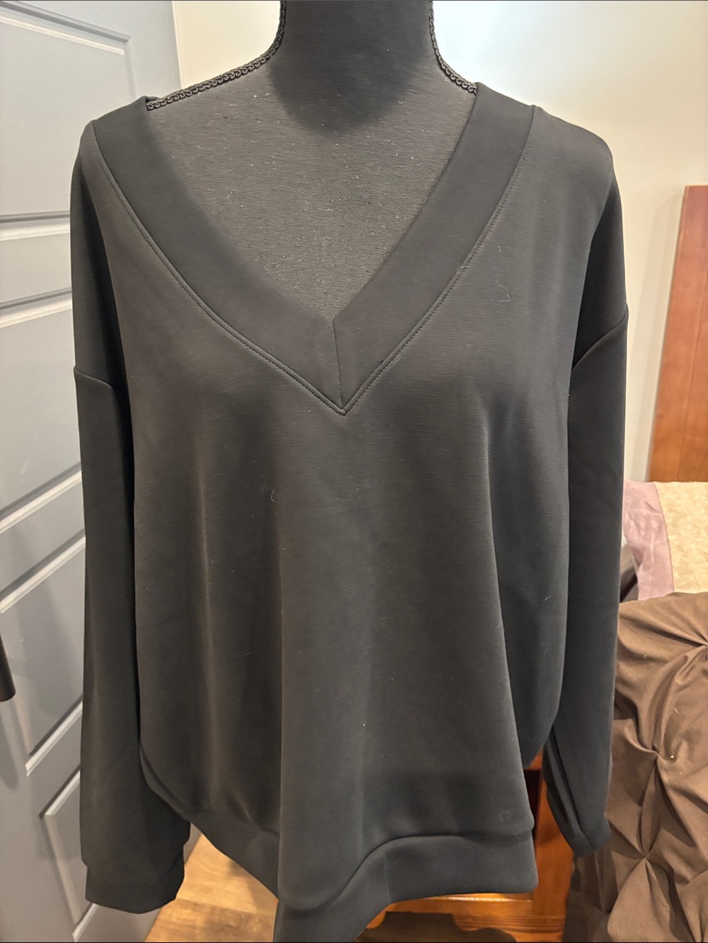 a new day Black V-Neck Pullover Sweatshirt